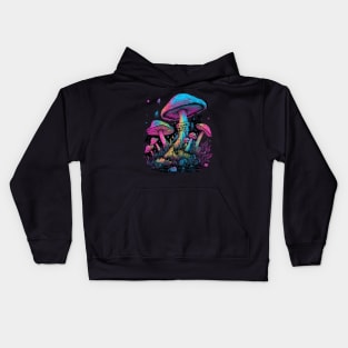 Neon Rainbow Mushroom Kids Hoodie